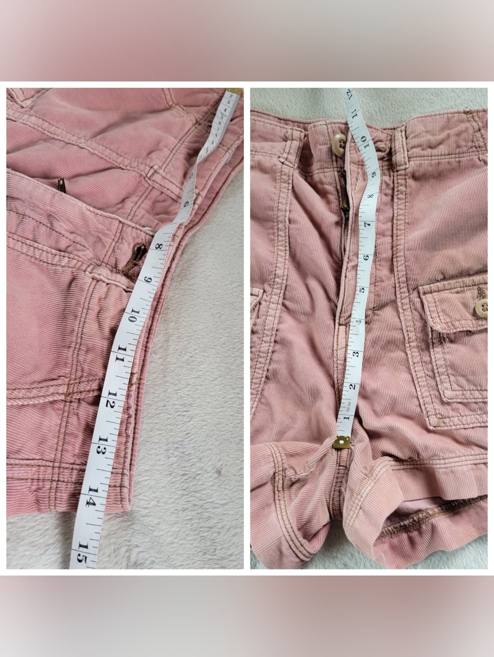 American Eagle Outfitters High Waist Denim Blue & Pink Cargo Shorts - Picture 10 of 16